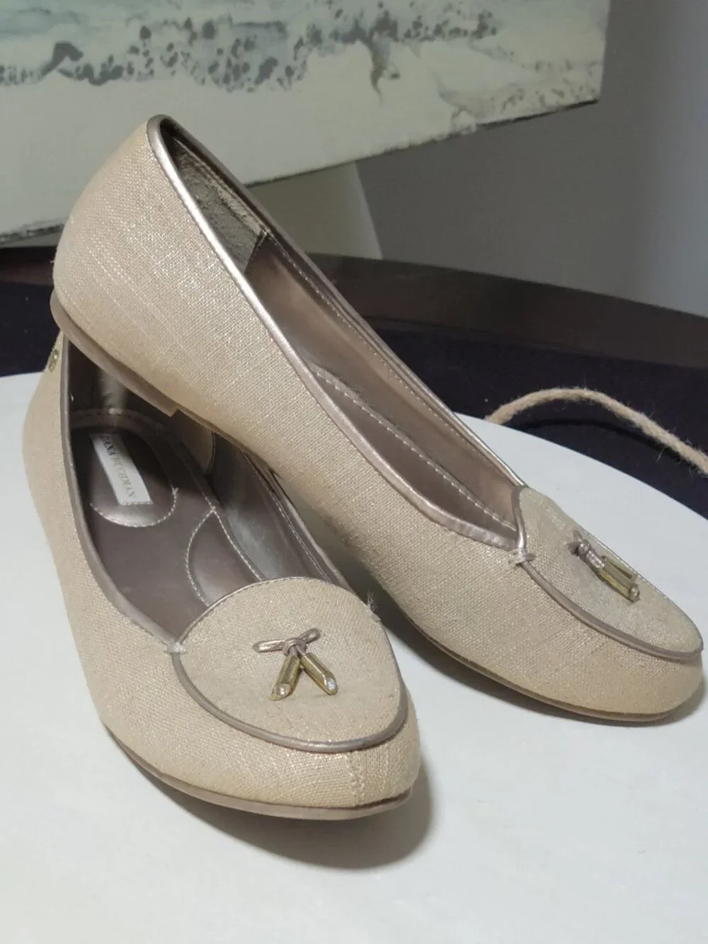 Dana Buchman Gold Fabric Dress Loafers [Item # SF01]